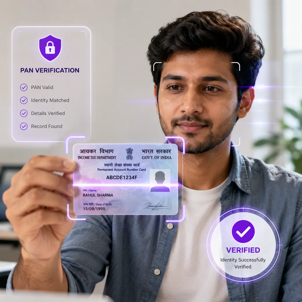 VerifyAll dashboard showing a completed PAN verification result for a business KYC workflow